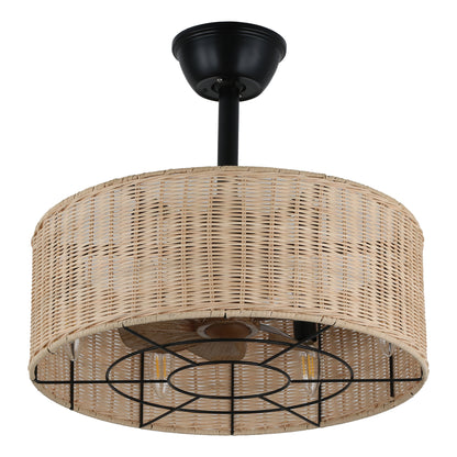 BD1803-18" Farmhouse Rattan Caged Ceiling Fan, with 6 Lights and Remote