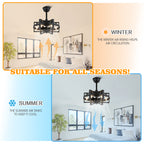 18.5" BellaDepot Industrial Caged Ceiling Fan with 6 Lights & Remote - Black Metal Vintage Style, Reversible Blades, 3 Speeds