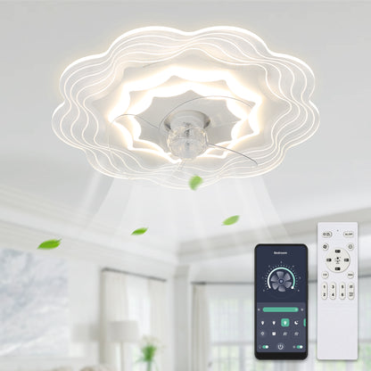 20 in. Smart Low Profile Dimmable White Ceiling Fan with LED Light and Remote