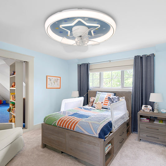 DC2022-19" Childlike Star Ceiling Fan, with LED Light Kit Included and Remote, DC Motor, 6 Speeds, for Kids Room