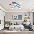 26 Inch Modern Bladeless Flush Mount Ceiling Fan with Lights and Remote, 6 Speeds Low Profile Cartoon Smart Ceiling Fan for Kidroom