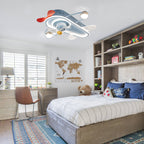 26 Inch Modern Bladeless Flush Mount Ceiling Fan with Lights and Remote, 6 Speeds Low Profile Cartoon Smart Ceiling Fan for Kidroom
