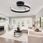 DC2025-BellaDepot 19.7" Modern Home Low Profile Bladeless Reversible Ceiling Fan with LED Light Kit Included and Remote