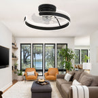 DC2025-BellaDepot 19.7" Modern Home Low Profile Bladeless Reversible Ceiling Fan with LED Light Kit Included and Remote