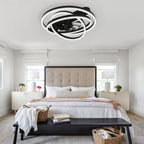 24 Inch Modern Smart Flush Mount LED Ceiling Fan with Light and Remote, 6 Speeds DC Motor Bladeless Low Profile Ceiling Fan