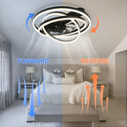 24 Inch Modern Smart Flush Mount LED Ceiling Fan with Light and Remote, 6 Speeds DC Motor Bladeless Low Profile Ceiling Fan