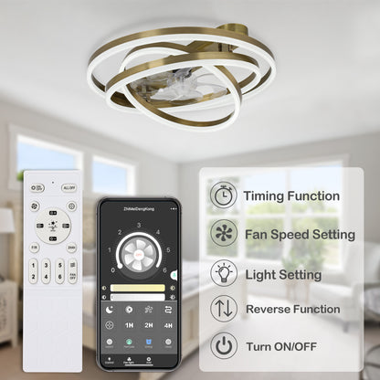 24 in. Low Profile Dimmable Ceiling Fan with Smart App Remote Control with DIY Shade