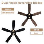 52 Inch Industrial Metal Caged Ceiling Fan with Lights and Remote Control, Silent DC Motor Fan for All Seasons