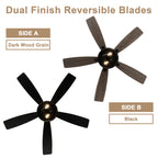 52 Inch Industrial Flush Mount Ceiling Fan with Lights and Remote Control, 6 Speeds Reversible Caged Ceiling Fan for Low Profile