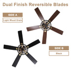 52 Inch Modern Glam Crystal Flush Mount Ceiling Fan with Lights and Remote, 6 Speeds DC Motor Reversible Low Profile Ceiling Fan
