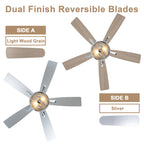 52 Inch Chrome Modern Luxury Crystal Ceiling Fan with Lights and Remote Control, 6 Speeds DC Motor Ceiling Fan