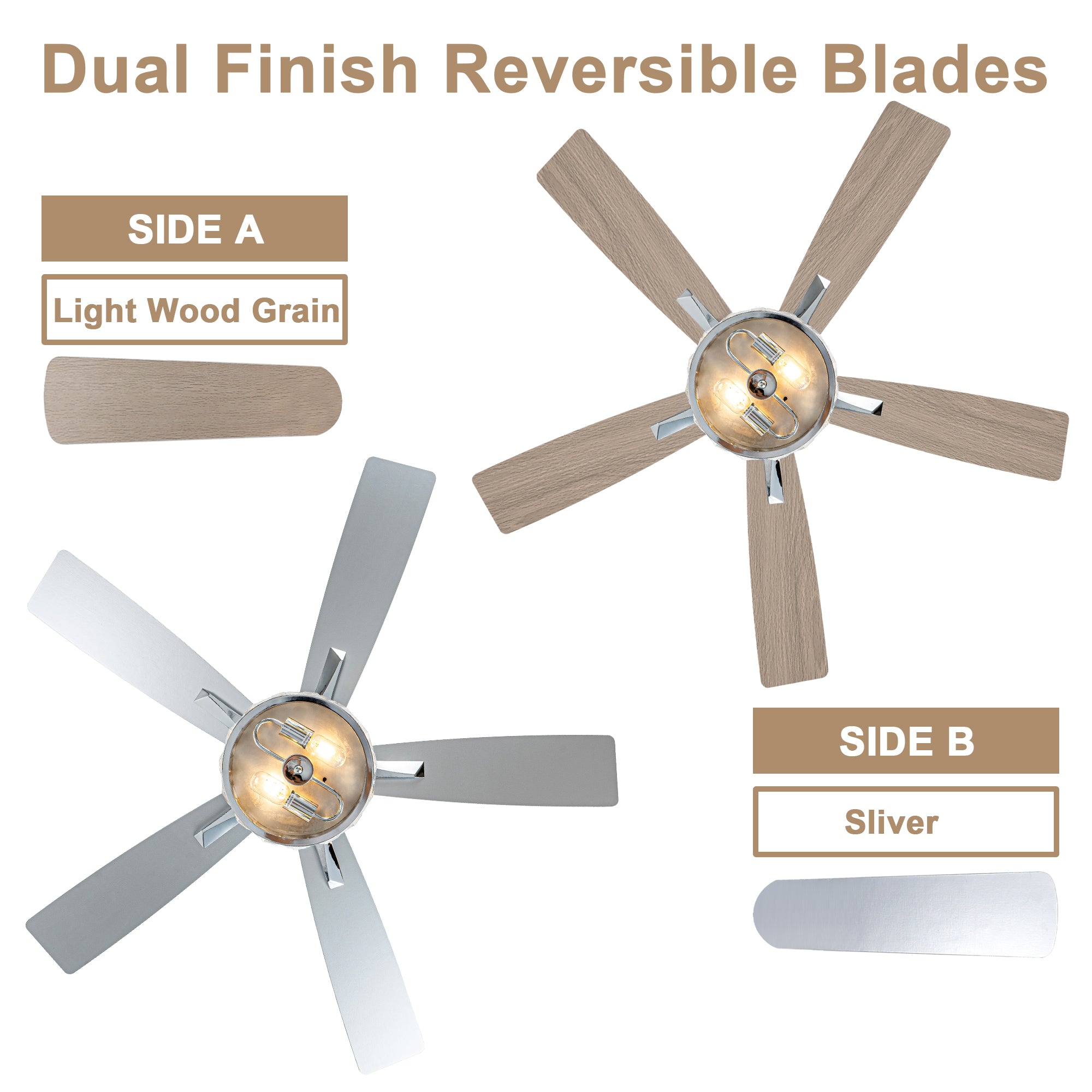 52 Inch Chrome Modern Luxury Crystal Ceiling Fan with Lights and Remote Control, 6 Speeds DC Motor Ceiling Fan
