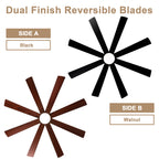 72 Inch Black Modern Ceiling Fan with LED Light and Remote, 6 Speeds DC Motor Reversible Extra Large Ceiling Fan for Living Room