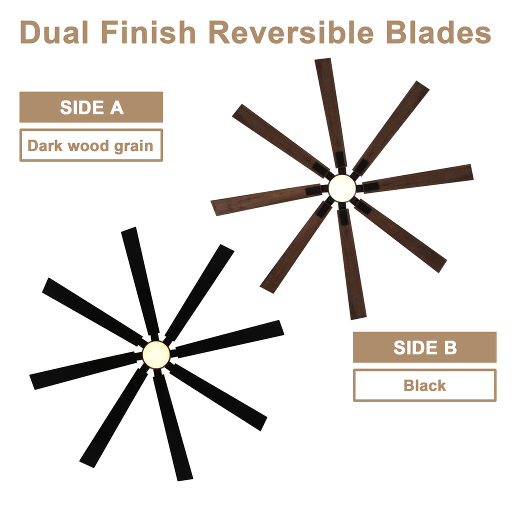 80 Inch Black Industrial Extra Large Ceiling Fan with LED Light and Remote, 6 Speeds DC Motor Reversible Ceiling Fan for Large Room