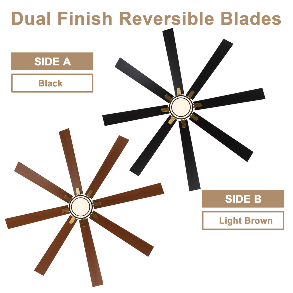 72 Inch Modern Ceiling Fan with LED Light and Remote Control, 6 Speeds DC Motor Reversible Large Ceiling Fan for Living Room
