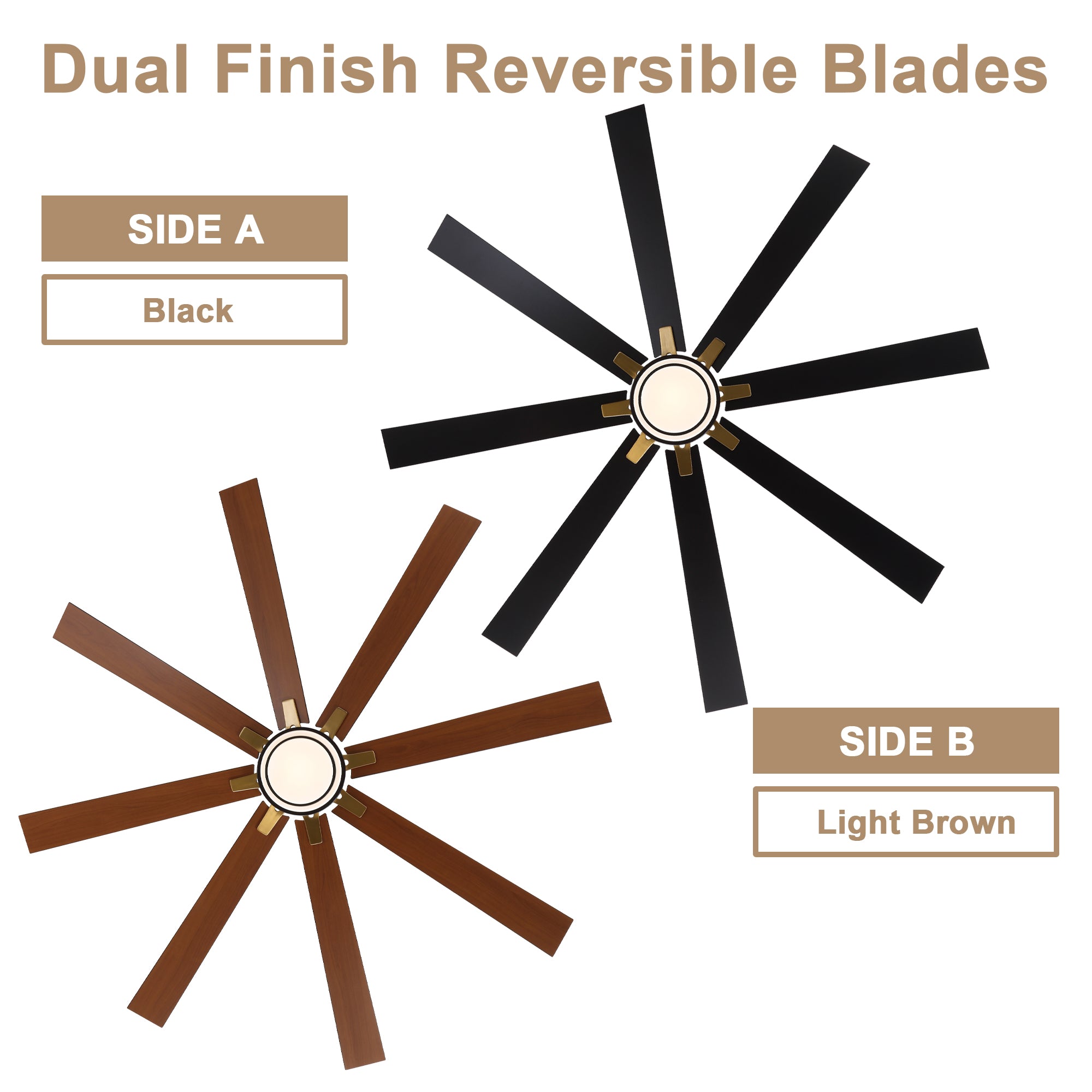 72 Inch Modern Ceiling Fan with LED Light and Remote Control, 6 Speeds DC Motor Reversible Large Ceiling Fan for Living Room