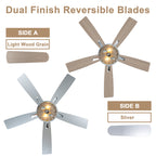 52 Inch Chrome Glam Crystal Ceiling Fan with Lights and Remote Control, 6 Speeds Reversible Ceiling Fan with Crystals