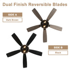52 Inch Black Farmhouse Ceiling Fan with Lights and Remote Control, 6 Speeds DC Motor Reversible Caged Ceiling Fan