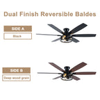 Farmhouse 60 Inch Flush Mount Ceiling Fan with Light Reversible Quiet DC Motor 6 Speed Ceiling Fan with Light Caged Timming Remote Control Ceiling Fan with Light Suit for Bedrooms, Kitchens, Living Rooms