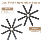 72 Inches Extra Large Ceiling Fan with Dimmable LED Light and Remote, 6 Speeds DC Motor Black Ceiling Fan 8-Blade Reversible Ceiling Fan for Large Room
