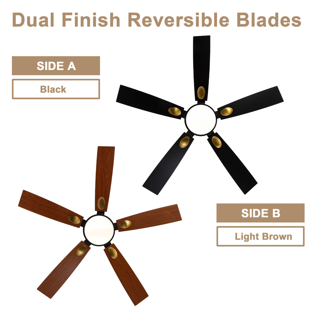52 Inch Modern LED Ceiling Fan with Light and Remote,6 Speeds DC Motor Reversible Ceiling Fan for Living Room