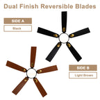52 Inch Modern LED Ceiling Fan with Light and Remote,6 Speeds DC Motor Reversible Ceiling Fan for Living Room