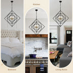 4 - Lights 30.6" Industrial DIY Shape Metal Chandelier with Adjustable Chain, Home Decoration Pendant Light