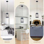 1 - Light Black Cylinder Pendant Light, 6.7" Dining Room Light Fixtures Kitchen Island Light