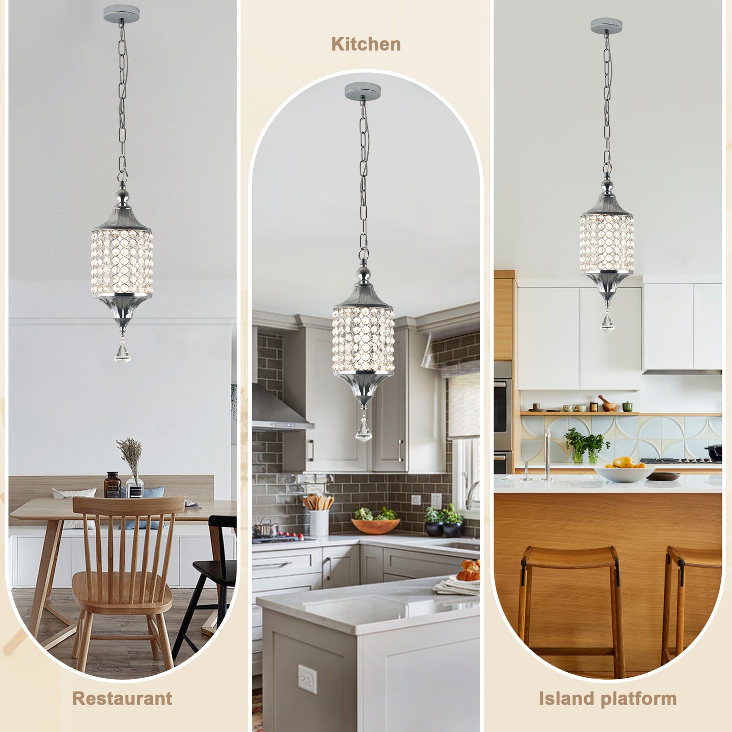 FC4075-Glamorous Luxury Crystal Chandelier, Geometric Pendant Light, Height Adjustable