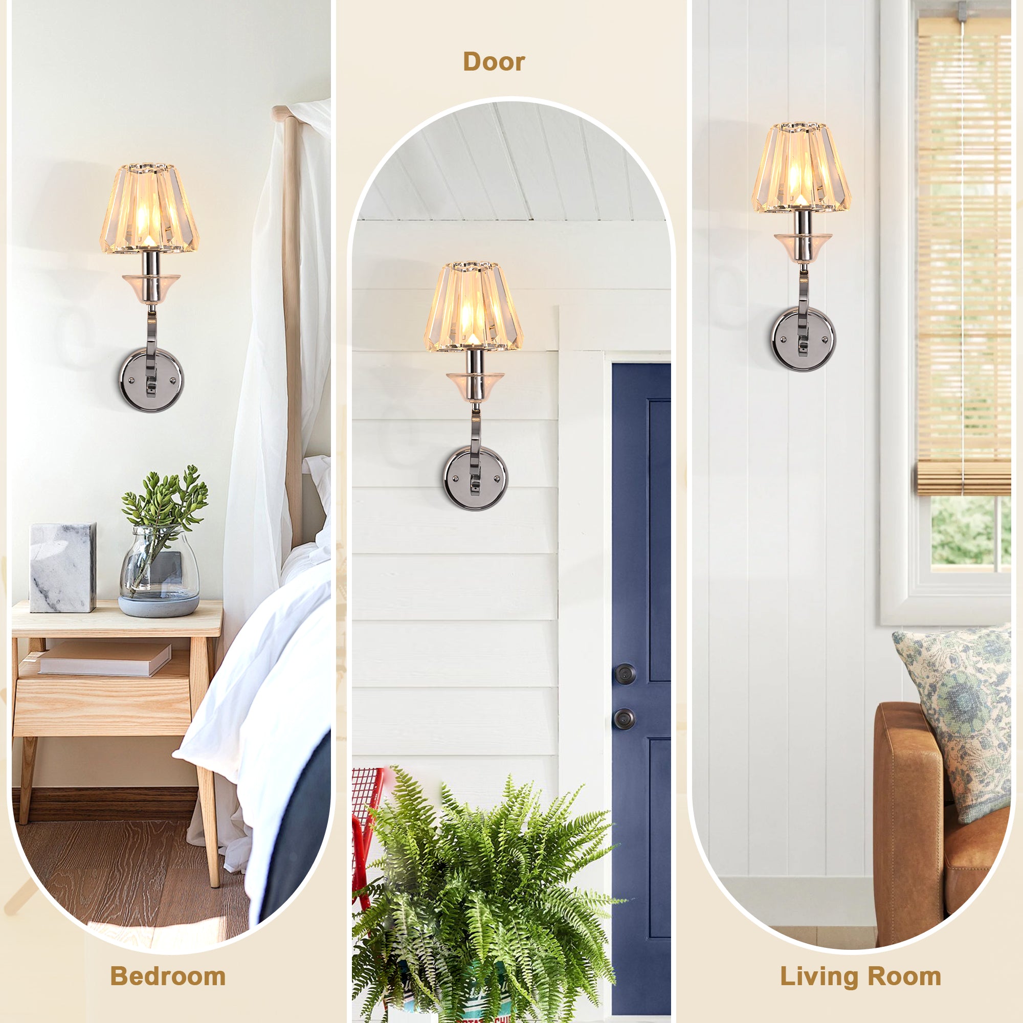 FC4105-1 Light Chrome Finish Luxury Crystal Wall Sconce