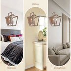 2 - Lights Rustic Distressed Wood Sconces, 12.2" Indoor Arm Sconce Farmhouse Wall Light