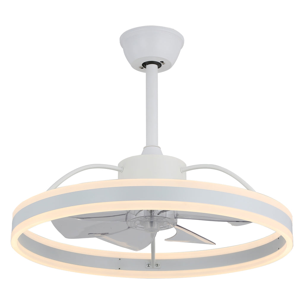 24 Inch Black/Gold/White/Coffee Modern Smart LED Ceiling Fan with Light and Remote, 6 Speeds DC Motor Fandelier Ceiling Fan