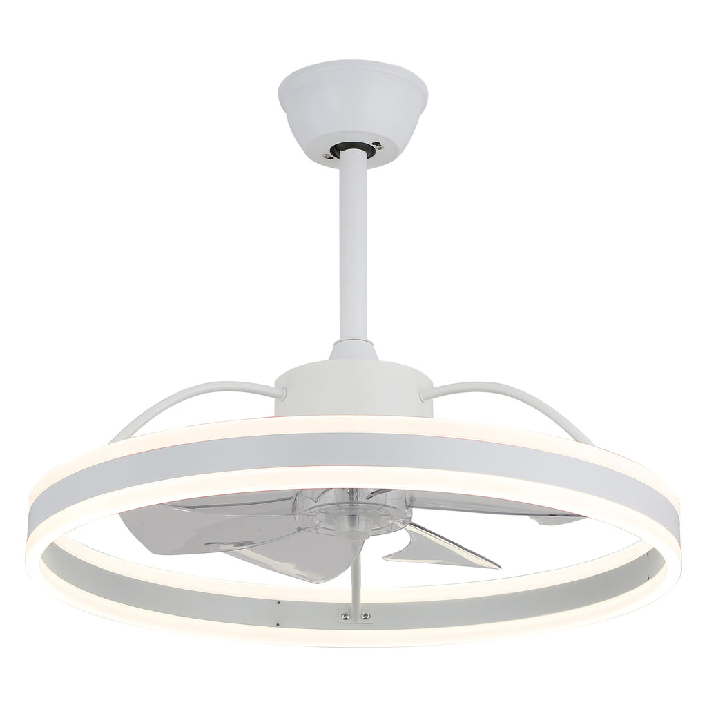 24 Inch Black/Gold/White/Coffee Modern Smart LED Ceiling Fan with Light and Remote, 6 Speeds DC Motor Fandelier Ceiling Fan