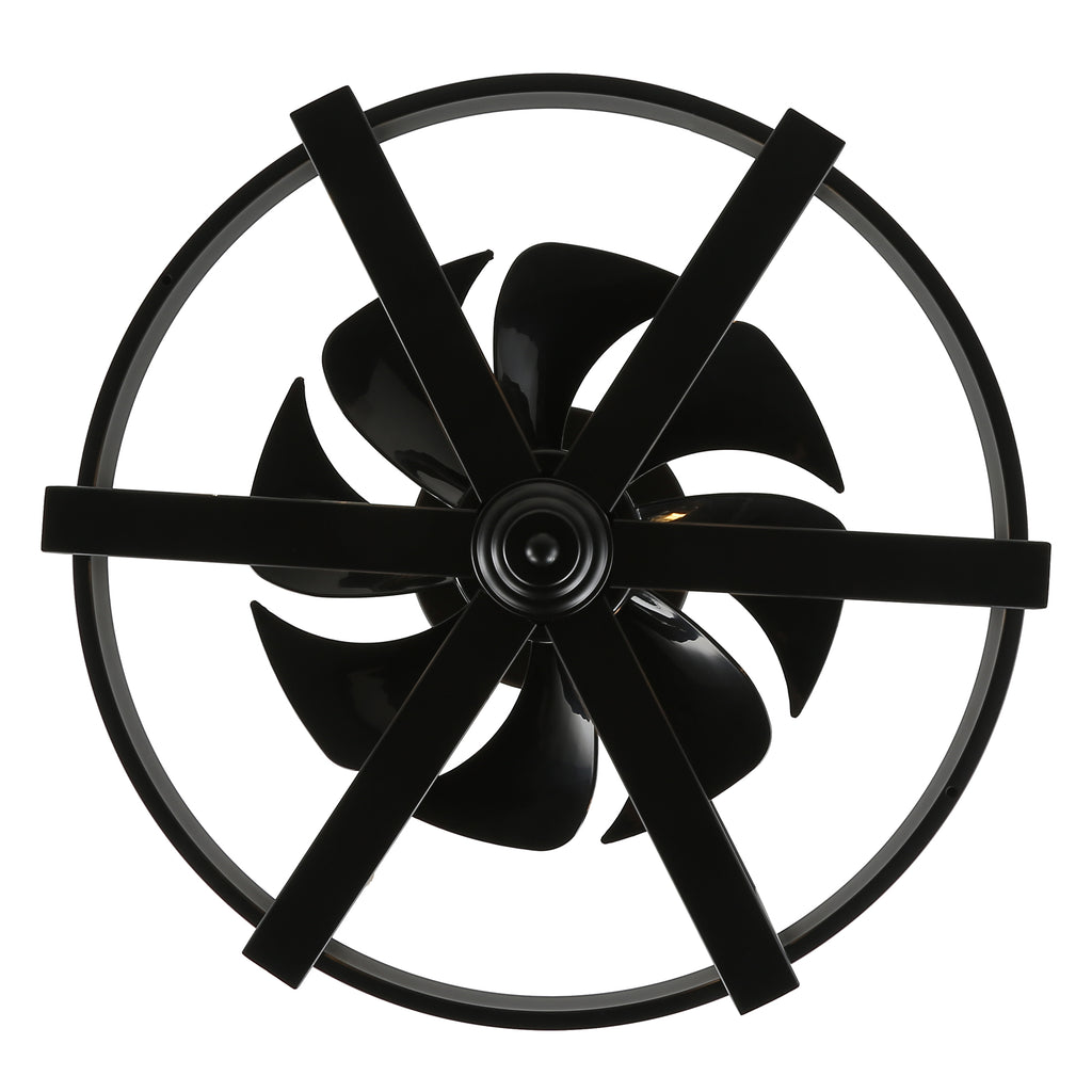 18.5" BellaDepot Industrial Caged Ceiling Fan with 6 Lights & Remote - Black Metal Vintage Style, Reversible Blades, 3 Speeds