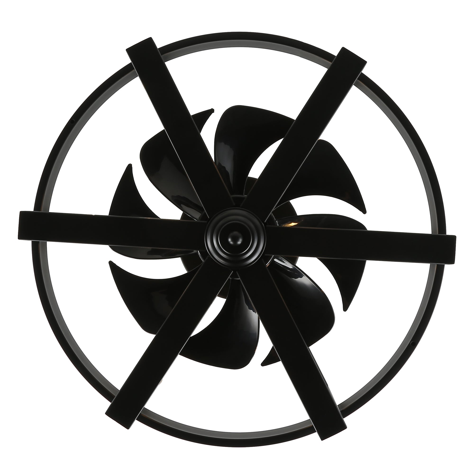 18.5" BellaDepot Industrial Caged Ceiling Fan with 6 Lights & Remote - Black Metal Vintage Style, Reversible Blades, 3 Speeds