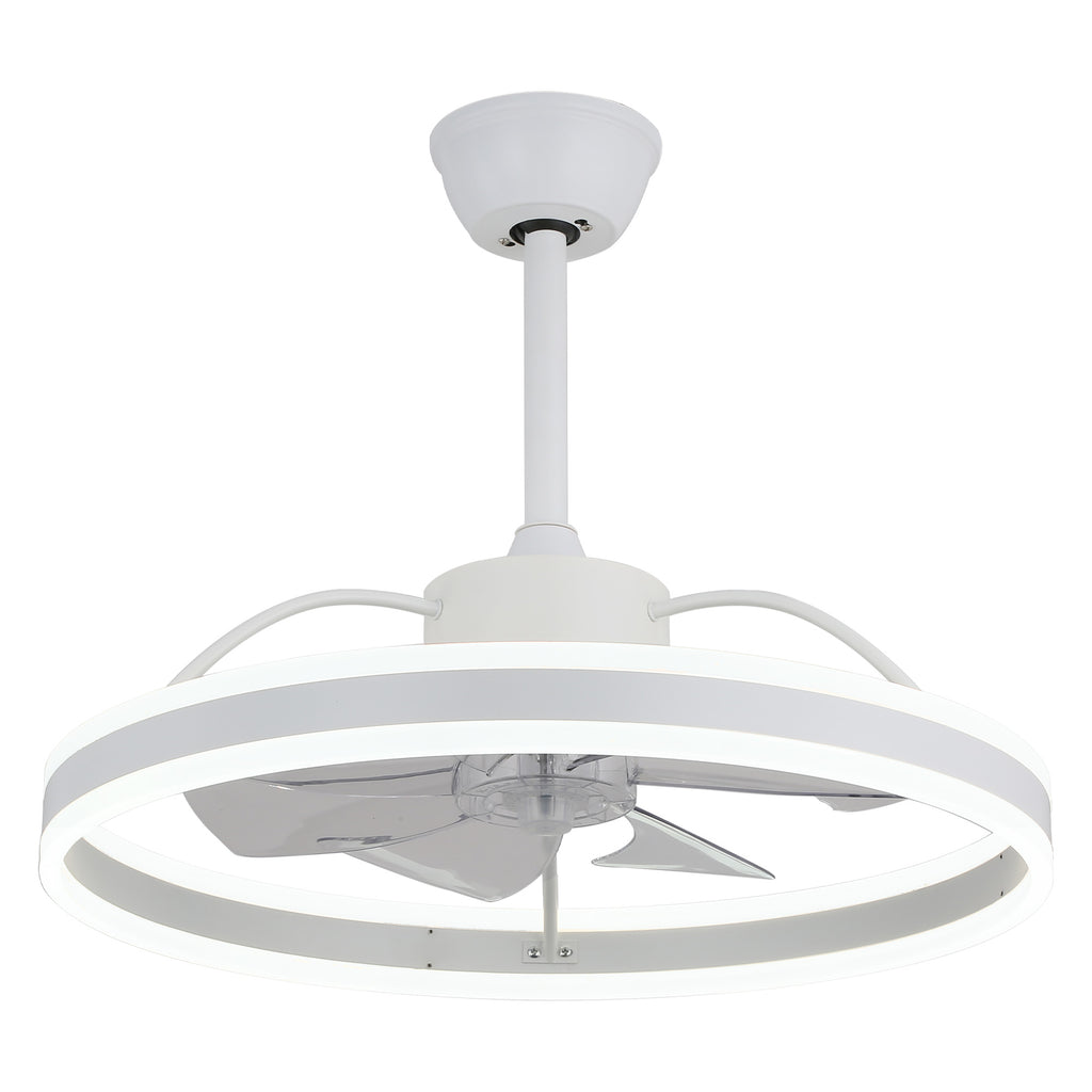 24 Inch Black/Gold/White/Coffee Modern Smart LED Ceiling Fan with Light and Remote, 6 Speeds DC Motor Fandelier Ceiling Fan