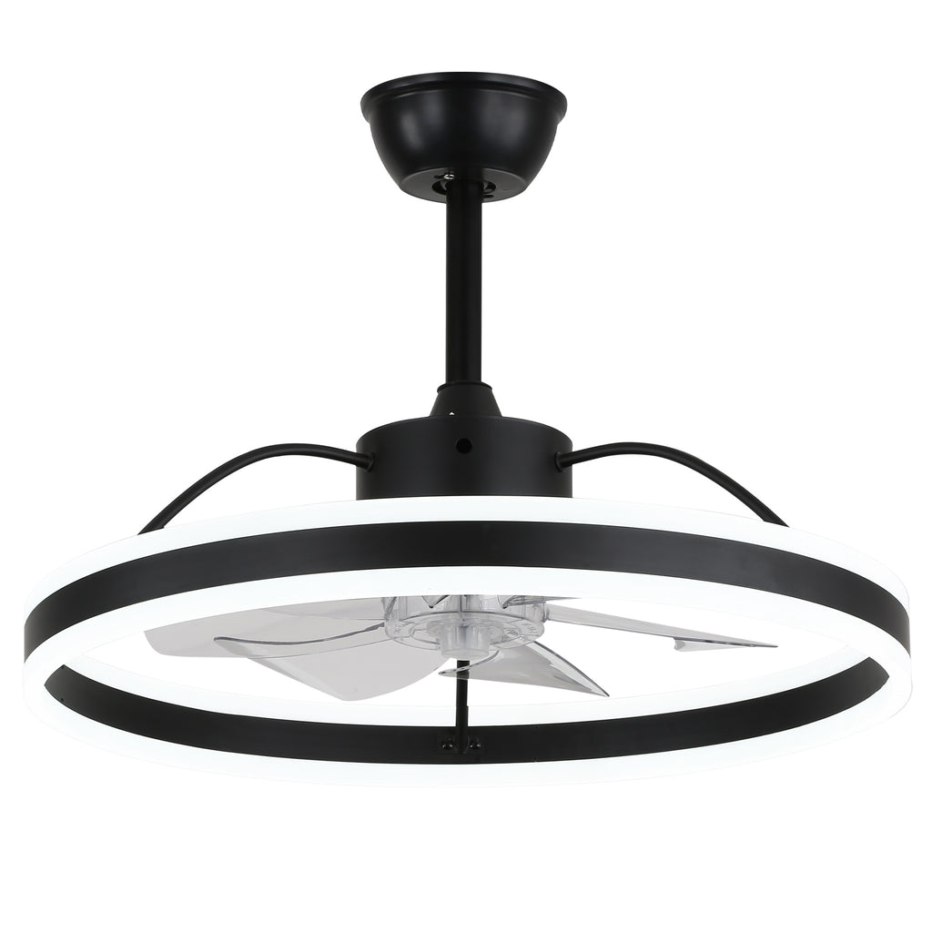 24 Inch Black/Gold/White/Coffee Modern Smart LED Ceiling Fan with Light and Remote, 6 Speeds DC Motor Fandelier Ceiling Fan