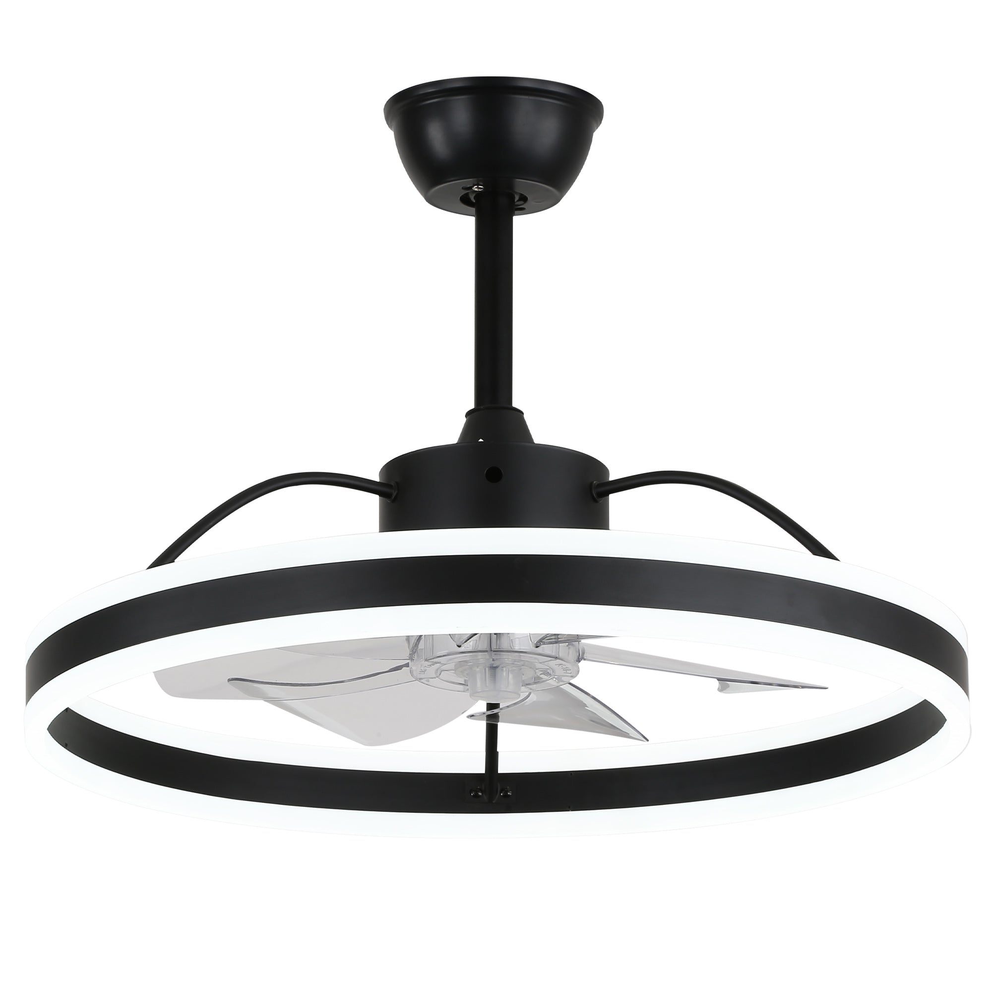 24 Inch Black/Gold/White/Coffee Modern Smart LED Ceiling Fan with Light and Remote, 6 Speeds DC Motor Fandelier Ceiling Fan