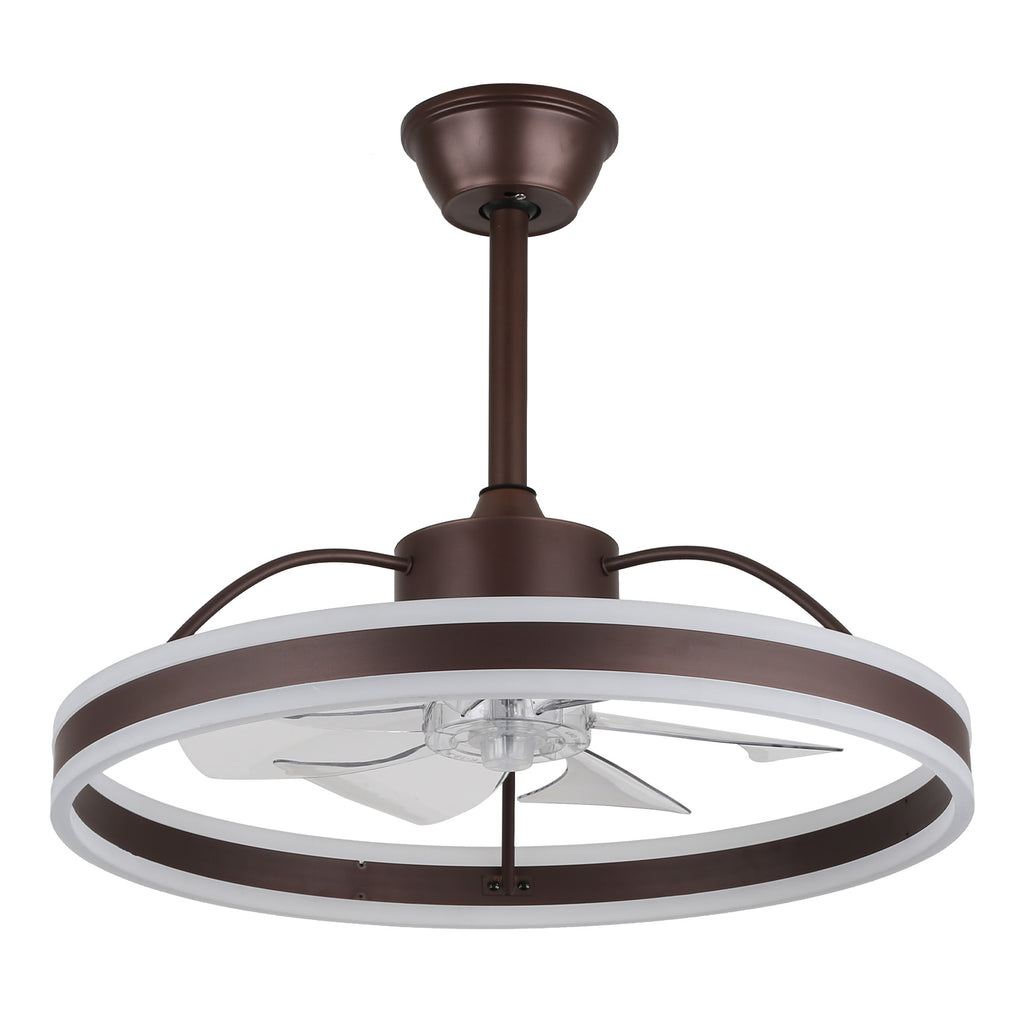 24 Inch Black/Gold/White/Coffee Modern Smart LED Ceiling Fan with Light and Remote, 6 Speeds DC Motor Fandelier Ceiling Fan