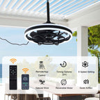 20 Inch Modern Smart Outdoor Caged Ceiling Fan with Dimmable LED Light, DC Motor 6 Speeds Waterproof Plug In Ceiling Fan