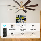 72 Inch Black/Gold/Chrome 8-Blade Modern Extra Large Ceiling Fan with LED Light and Remote, 6 Speeds DC Motor Reversible Ceiling Fan