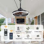 HW2001-BellaDepot 20" Compact Outdoor Caged Ceiling Fan with Remote Control, Waterproof Fan with LED Lights