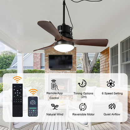 HW4201-GED-BellaDepot 24" Outdoor Modern Farmhouse LED Ceiling Fan with Remote Control, Plug in Ceiling Fan