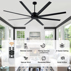 84 Inch Black Extra Large Ceiling Fan with Remote, 6 Speeds DC Motor Reversible Industrial Ceiling Fan for Large Room