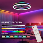 20 Inch Modern Smart Flush Mount Ceiling Fan with Dimmable LED Light and Remote, 6 Speeds DC Motor Reversible Bladeless Celing Fan for Bedroom