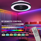 19 Inch Modern Smart Flush Mount Ceiling Fan with Dimmable LED Light and Remote, 6 Speeds DC Motor Bladeless Ceiling Fan for Low Profile with RGB Light