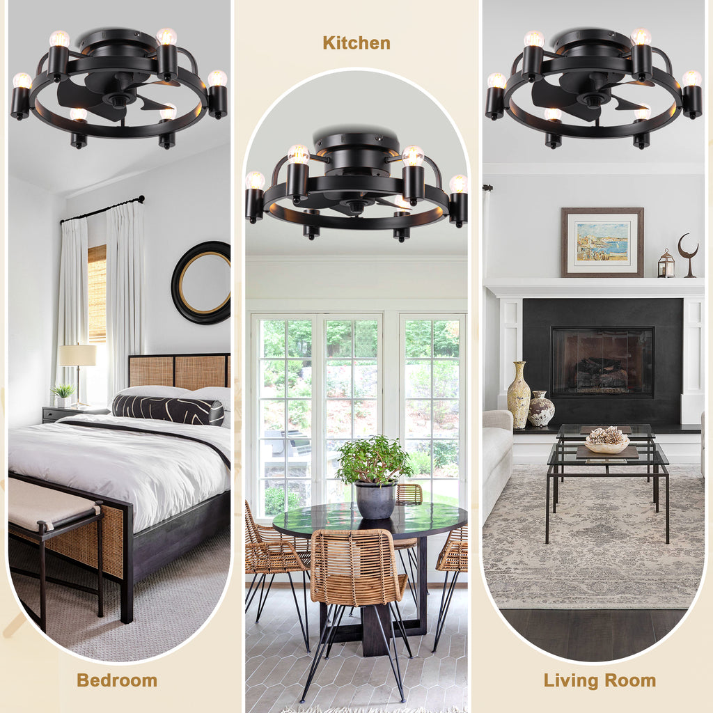 DC252007-BellaDepot 20" Compact Ceiling Fan, Rudder Shape Flush Mount Fan with Lights