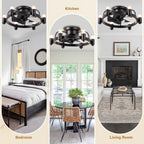 DC252007-BellaDepot 20" Compact Ceiling Fan, Rudder Shape Flush Mount Fan with Lights