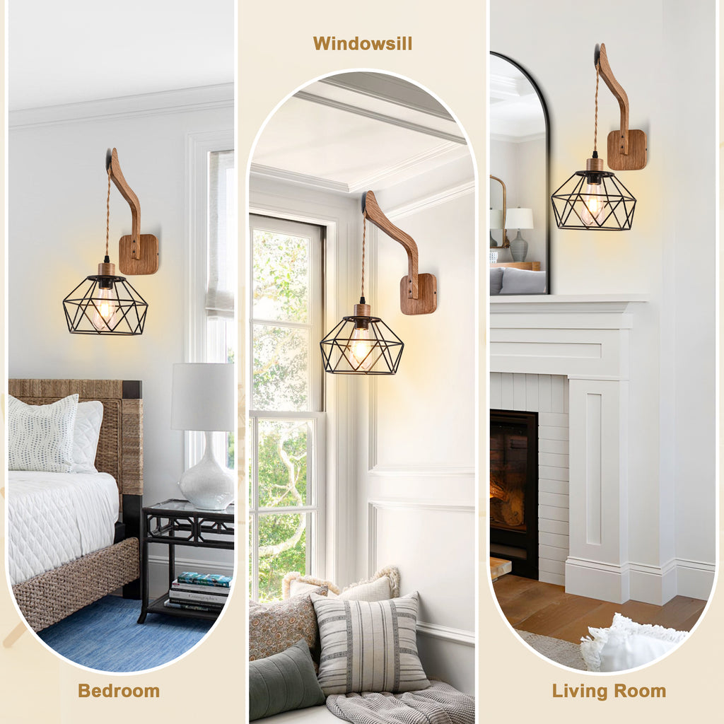 1 - Light Farmhouse Industrial Swing Arm Sconce, Adjustable Arm Wall Sconce Wall Light