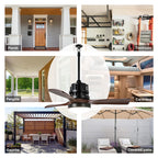 42 Inch Modern Farmhouse Smart Outdoor Ceiling Fan with Dimmable LED and Remote, 6 Speeds Waterproof Ceiling Fans Plug In Outside Patio Fan